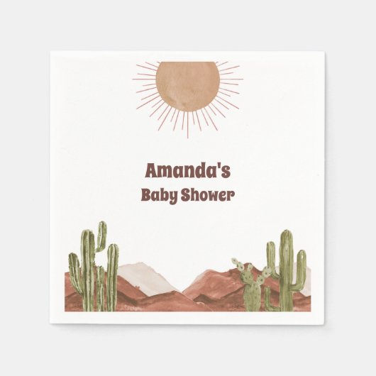 Baby Shower Sun Desert Cactus Baby Shower Serviette (Vorderseite)