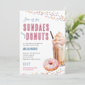 Baby Shower Sundaes Milkshakes Donuts Brunch Mitta Einladung (Stehend Vorderseite)