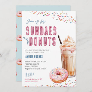 Baby Shower Sundaes Milkshakes Donuts Brunch Mitta Einladung