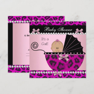 Baby Shower Süße Baby Mädchen Hot Pink Leopard Einladung