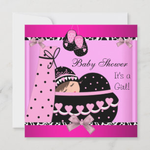 Baby Shower Süße Baby Mädchen Rosa Kuh Druck Einladung