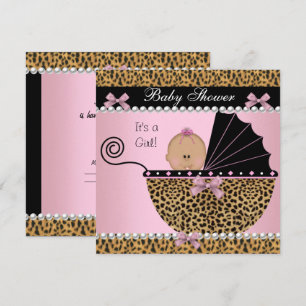 Baby Shower Süße Baby Mädchen Rosa Leopard Einladung