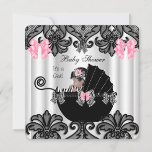 Baby Shower Süße Baby Mädchen Rosa Zebra Weiß Schw Einladung