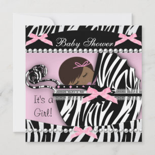 Baby Shower Süße Baby Mädchen Rosa Zebradruck Einladung