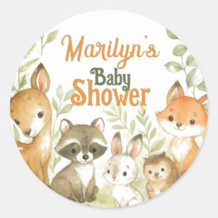 Baby-Shower Süße Babytierchen Runder Aufkleber