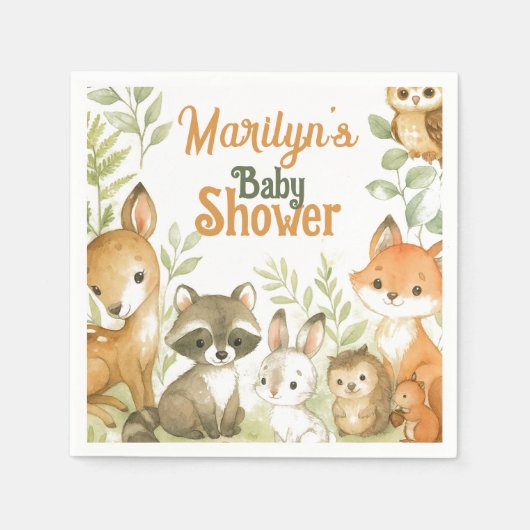 Baby Shower Süße Babytierchen Serviette (Vorderseite)