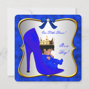 Baby Shower Süßer Prinz Jungen Royalblaue Schuhe Einladung