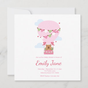 Baby Shower Süßer Teddybär Rosa Capybara Mädchen  Save The Date