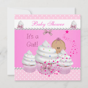 Baby Shower Süßes Mädchen Rosa Cupcake Streusel Einladung