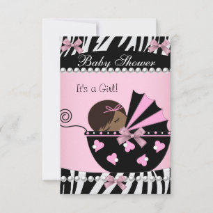 Baby Shower Süßes Mädchen Rosa Zebra Einladung