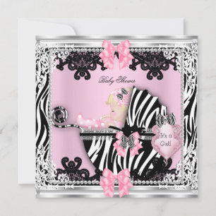 Baby Shower Süßes Mädchen Zebra Kinderwagen Blonde Einladung