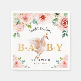 Baby Shower Swan Floral Serviette