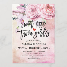 Baby Shower Sweet Little Twin Girls Boho Blume Einladung