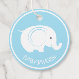 Baby Shower Tag mit Elephant for Boy Geschenkanhänger