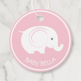 Baby Shower Tag mit Elephant für Mädchen Geschenkanhänger