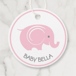 Baby Shower Tag mit Elephant für Mädchen Geschenkanhänger