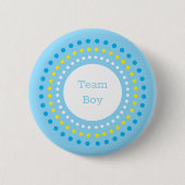 Baby Shower "Team Boy" Blue & Yellow Polka Dots Button (Vorderseite)