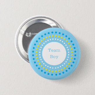Baby Shower "Team Junge" Blau und Gelbe Punkte Button