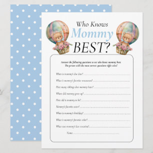 Baby-Shower-Teddy-Balloons Junge Wer weiß, wer Mam Einladung