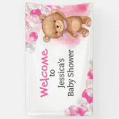 Baby Shower Teddy Balloons Pink Banner (Vertikal)