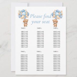 Baby Shower Teddy Bär Ballon Tischdiagramm Blaue Einladung