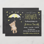 Baby Shower Teddy Bären Einladung Girl Boy Yellow (Vorne/Hinten)