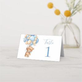 Baby Shower Teddy Bear Balloon Blue Platzkarte