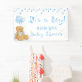 Baby Shower Teddy Bear Blue Balloons Es ist ein Ju Banner (Insitu)