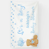 Baby Shower Teddy Bear Blue Balloons Es ist ein Ju Banner (Vertikal)