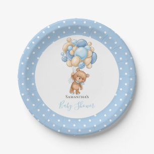 Baby Shower Teddy Bear Boy Blue Balloons Pappteller