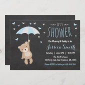 Baby Shower Teddy Bear Einladung Baby Boy Blue (Vorne/Hinten)