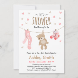 Baby Shower Teddy Bear Einladung Baby Girl pink