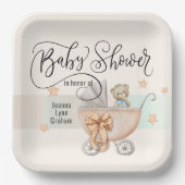 Baby Shower Teddy Bear Personalisiert Pappteller (Vorderseite)