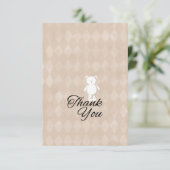 Baby Shower Teddy Bear | Tan-Raute Dankeskarte (Stehend Vorderseite)