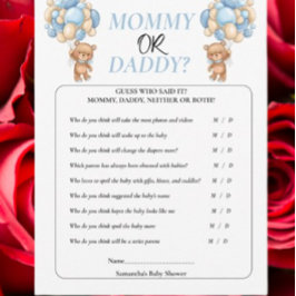 Baby Shower Teddy Blue Mommy oder Daddy Einladung