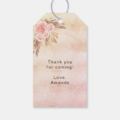 Baby Shower Teddy Blush Pampas Gras vielen Dank Geschenkanhänger (Rückseite)