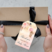 Baby Shower Teddy Blush Pampas Gras vielen Dank Geschenkanhänger
