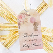 Baby Shower Teddy Blush Pampas Gras vielen Dank Geschenkanhänger