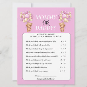 Baby Shower Teddy  Mädchen Mommy oder Daddy Einladung