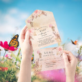 Baby Shower Teddy Pampas Rose Goldflorchen UAWG All In One Einladung