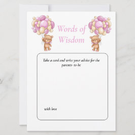 Baby Shower Teddy Wisdom Pink Poker Punkte Einladung