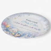Baby Shower Teller | Schneeflocken Winter Thema (Schrägansicht)