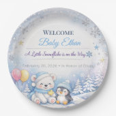 Baby Shower Teller | Schneeflocken Winter Thema (Vorderseite)