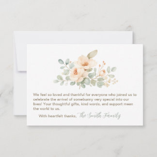 Baby Shower Thank You Cards Watercolor Flowers Mitteilungskarte
