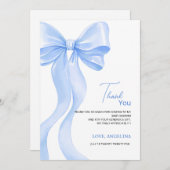 Baby Shower Thank You Cards with adorable bow. Dankeskarte (Vorne/Hinten)