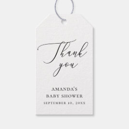 Baby Shower Thank You | Elegant Minimalist Script Geschenkanhänger
