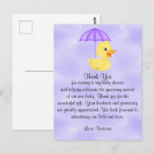 Baby Shower Thank You Rubber Duck Postkarte (Vorne/Hinten)
