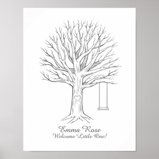 Baby Shower Thumbprint Tree GuestBook Poster (Vorne)