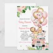 Baby-Shower-Tiere-Ballons Einladung (Vorne/Hinten)