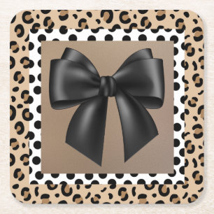 Baby Shower - Tierprint - Schleife  Rechteckiger Pappuntersetzer